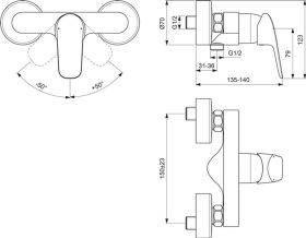 Ideal Standard Brausearmatur AP Ceraflex Ausld. 140mm, Chrom
