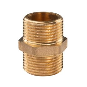 Messing Gewinde-Fitting Doppelnippel mit Langgewinde 1"AG - 1"AG (DN 25), schwere Ausführung
