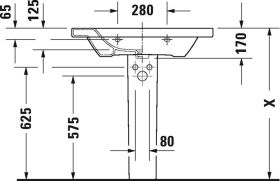 Möbelwaschtisch DuraStyle 800 mm mit ÜL, mit HLB, 1 HL, weiß