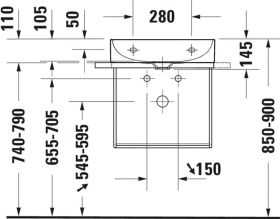 Duravit Möbel-WT DuraSquare 500mm, Weiß o.ÜL, m.HLB, 1 HL